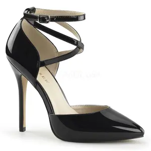 Women's PLEASER AMUSE-25 Classy Formal Black Pat D'Orsay High Heels, Elegant Dress Footwear with Platform Design, Heeled Style