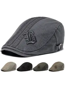 Letter Embroidery Ivy Newsboy Cap for Men and Women, Casual Solid Color Driving Flat Hat Baseball Cap Adjustable
