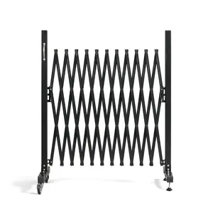 Stretchable Flat-Bottom Iron-Aluminum Composite Fence, Black, 137.8×13.78×16.14 Inch Outdoor Decorative Iron Fence
