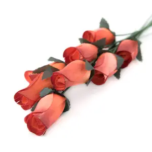 Orange/Burgundy Closed Bud Roses 8-Pack