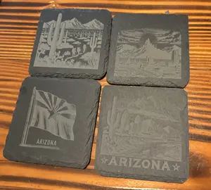 Arizona 48th State Slate Laser Engraved coasters 4Pack
