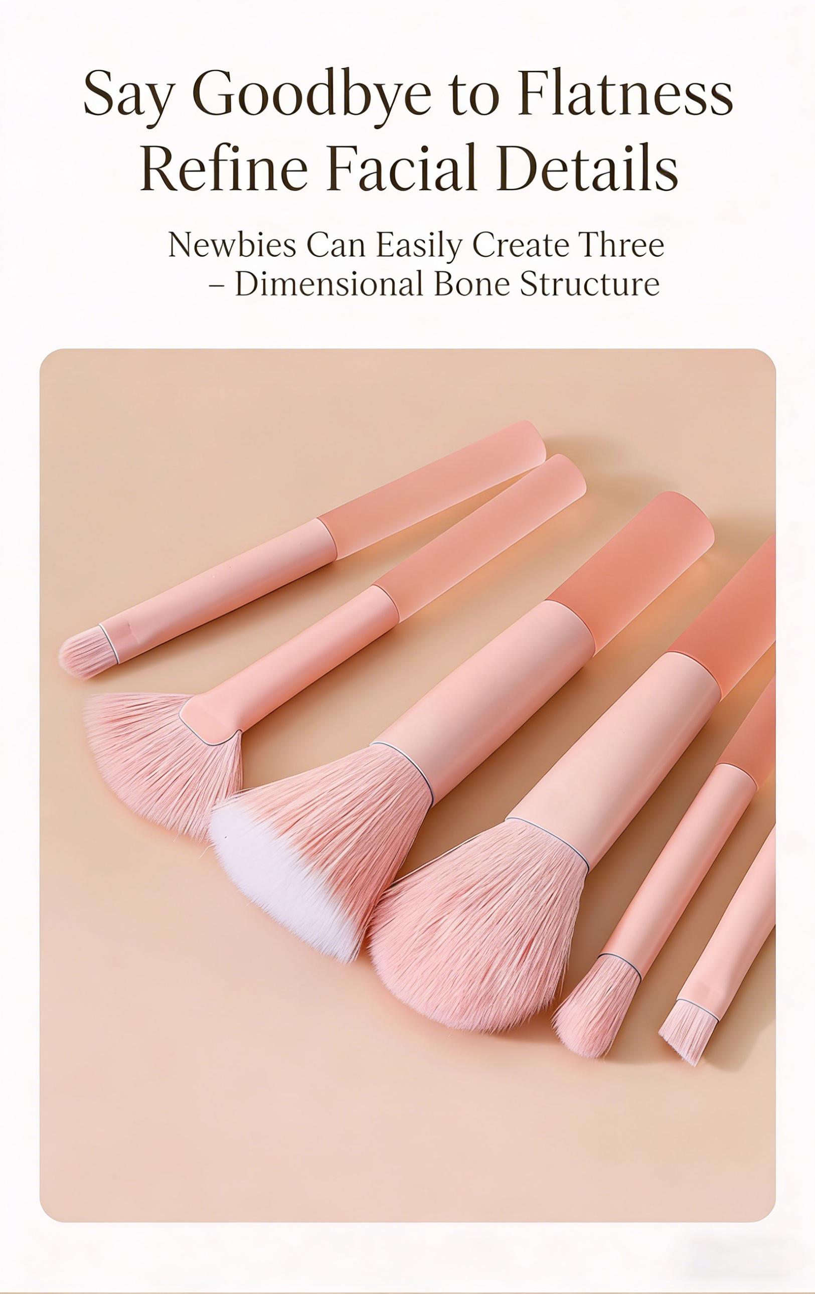 6Pcs Candy Makeup Brush Set Soft Bristles - Powder, Blush, Highlight, Eyeshadow, Concealer & Brow Brushes