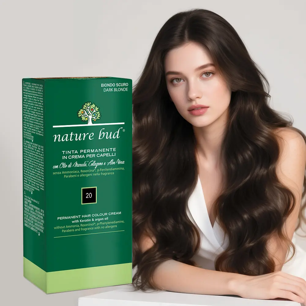Nature Bud Italian Permanent Hair Color Shade 20 Dark Chestnut , Plant-Based Nourishing Formula, No Harsh Odor, Long-Lasting Tone for At-Home DIY Root Coverage,Hair Color,hair products,good Cover gray hair stick