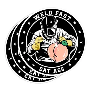 Weld Fast Eat A** Sticker - Welder Decal - Waterproof Vinyl for Hard Hat, Helmet, Toolbox, Water Bottle, Phone Case, Gifts for Men DUX