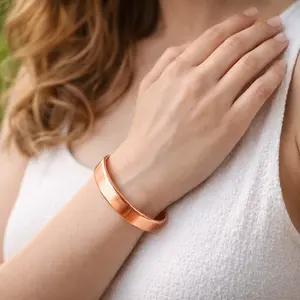 Pure Copper Cuff Bracelet for Men & Women – Adjustable Solid Copper Minimalist Open Bangle, Unisex Gift Jewelry
