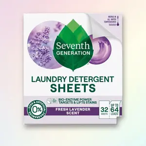 Seventh Generation Laundry Detergent Sheets Fresh Lavender 32ct - Plastic-Free Laundry Sheets, Fresh Lavender, 32ct, Eco-Friendly, Compostable
