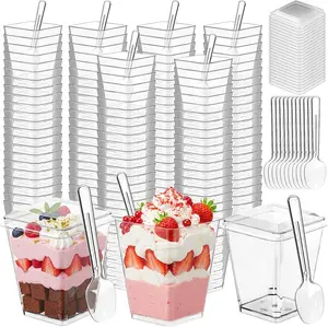 All-in-One Tableware,50 Pack 5 Oz 150ml,Clear Dessert Containers,Cake Shooters,Portable Stackable Durable,Home Kitchen Essentials,Christmas New Year Halloween Easter Valentine Graduation Decor,Camping Supplies,Disposable Cups,Wedding Bridal Shower Favors