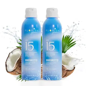 Florida Glow SPF15 Sunscreen Spray 2-Pack – Clear Hydrating Sun Mist, Broad Spectrum UVA/UVB, Water Resistant, Coconut Oil & Vitamin C, Non-Greasy, No White Cast, Reef Safe, 360° Spray Suncare