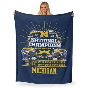 Classic Michigan Football 12-Time National Champions Blanket, Warm and Plush Throw for Year-Round Use
