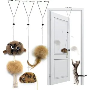 Cat Toys for Indoor Cats,Interactive Door Hanging Cat Toys Attached with Catnip/Feathers/Birds/Mouse Toys for Cats/Kitten Toys(3 Pack)