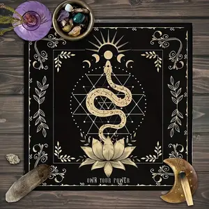 2D Flat Banner 1pc, Universal Altar Cloth, Moon Phase Snake Fabric, Non-Electric, Halloween & Christmas Decor, Party Supplies