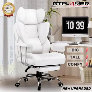 【New Year Sale】GTPLAYER Big and Tall Office Chair with Pocket Spring Lumbar Support, Ergonomic Comfortable Wide Office Chair with Outward Fixed Soft Armrests and Footrest Adjustable Sofa Furniture Comfy