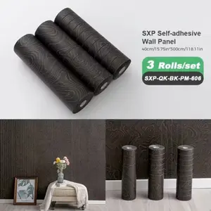3D wood grain wallpaper fish tail pattern wall panel, self-adhesive ceiling sticker, peelable wallpaper, suitable for ugly walls, living room, kitchen, decoration, PVC sticker waterproof, 3 rolls a set