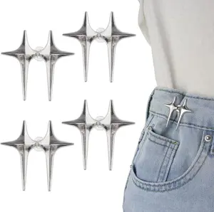 2piece Cross star waist button buttons removable no nails no sewing waist buttons waist big change small waist collector magic weapon  Star Jean Clip, No More Belt