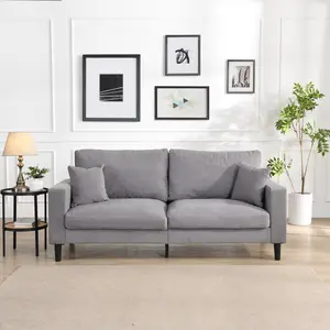 Corduroy Loveseat Sofa 3-Seater, Modern 74'' Compact Couch for Small Spaces,Mini Couches for Living Room/Apartment/Dorm/Office,Settee (Corduroy, Light Gray)