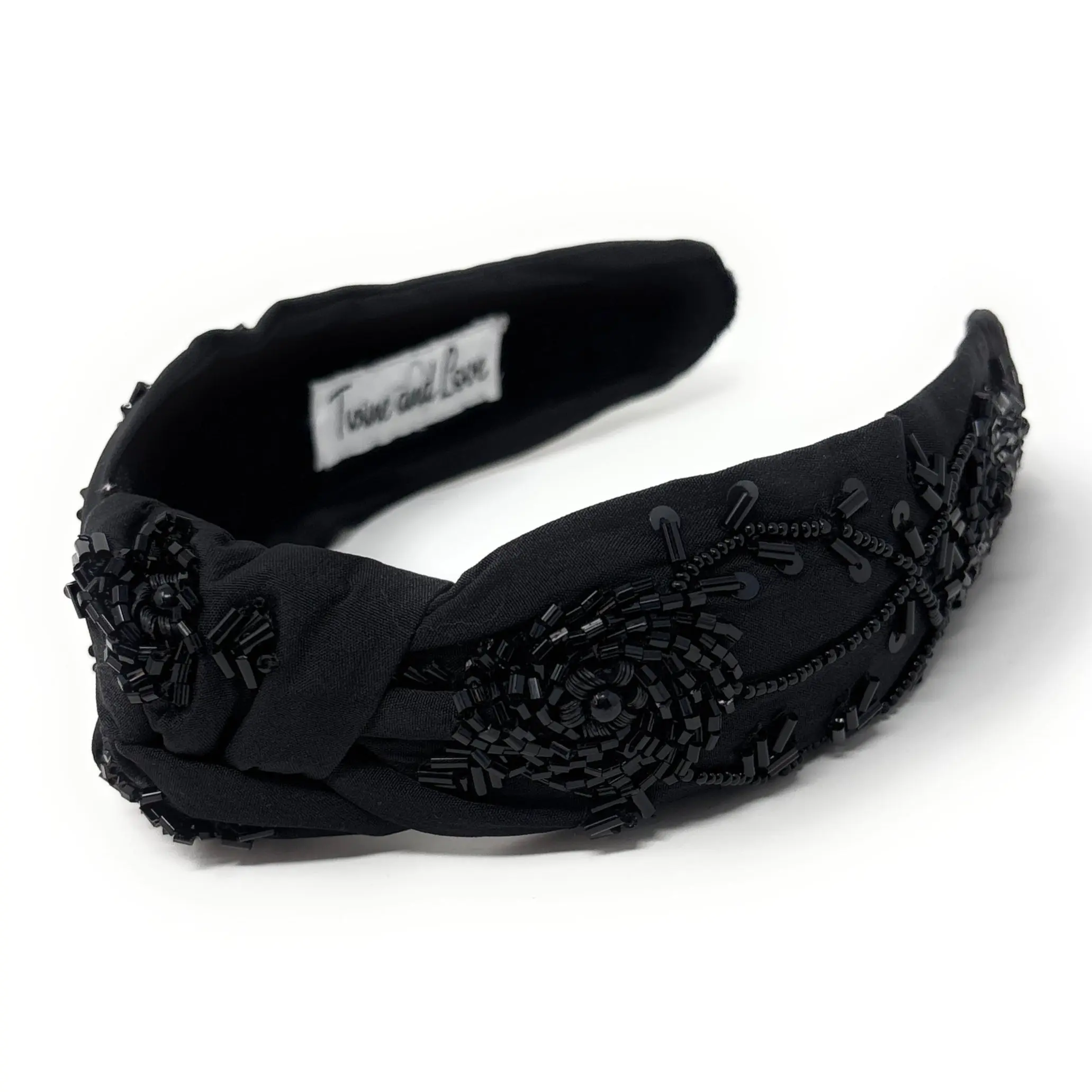 Black Roses Beaded Knot Headband