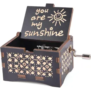 You are My Sunshine  Boxes, Gifts for Mom/Daughter/Wife,Wooden Hand Crank  Black Musical Boxes for Birthday/Anniversary/Christmas/Valentines Day/Mothers Day