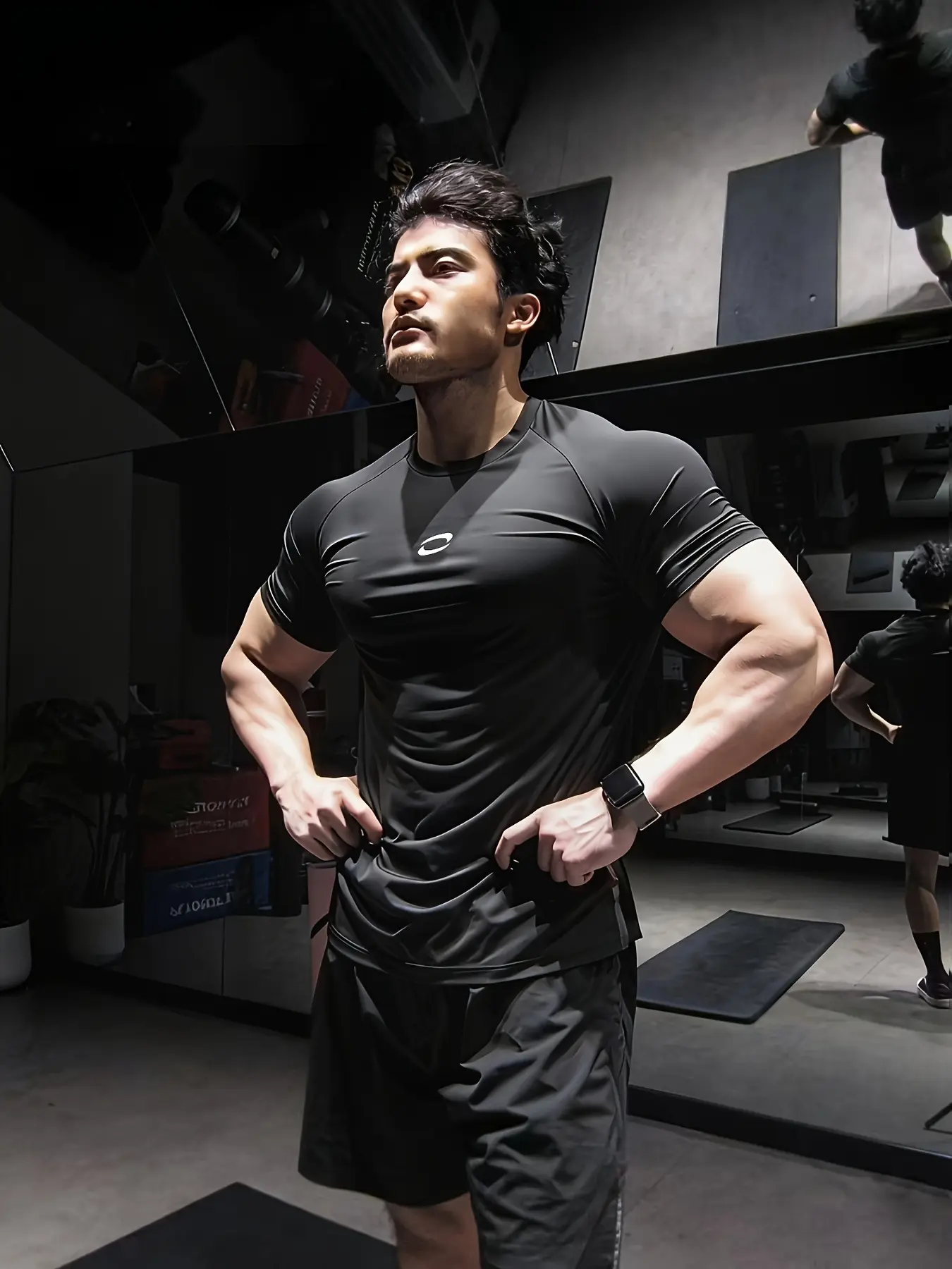 Men's Quick-Dry Stretch Fitness T-Shirt,Men's Muscle Fit Workout T-Shirt, High Stretch,Performance Sports Shirt for Gym & Casual Active Wear,Stretchy Fabric for All Seasons