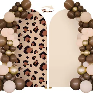 Leopard Print Arch Cover, Stretchy Spandex Backdrop Cover for Round Top Arch Stand, Perfect for Safari, Jungle, Wild One, Baby Shower & Boho Party Decor