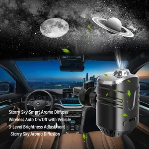 Car Smart Fragrance Diffuser, Automatic Start/stop, Starry Sky Projection, Three Brightness Levels, Long-Lasting Scent