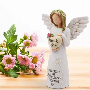 Thankful Angel Resin Statues Set, Hand-Painted Decorative Figurines, Perfect Gift for Birthdays, Graduations, Housewarming, Party Favors