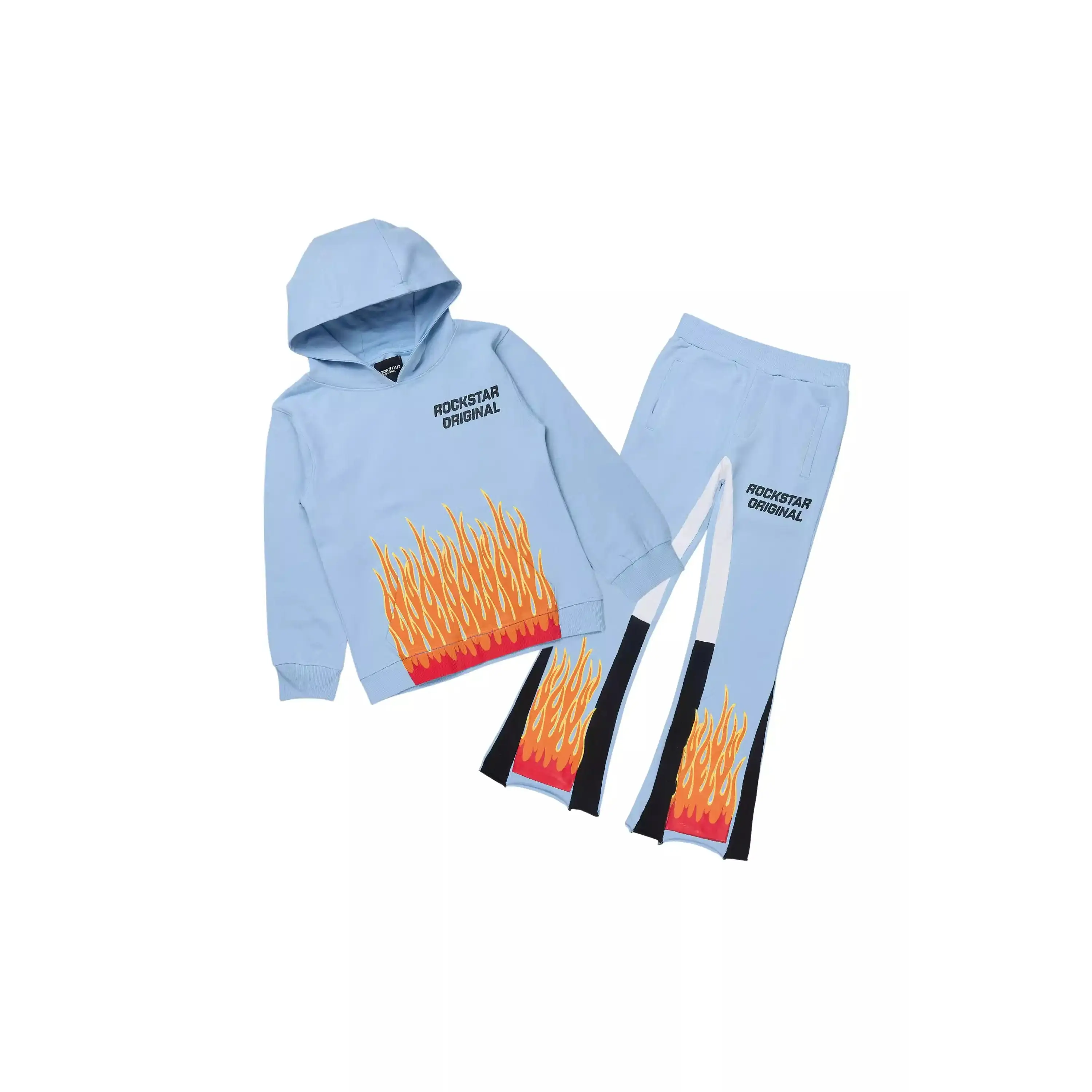 Boys Roeland Baby Blue/Red Stacked Flare Pant Set