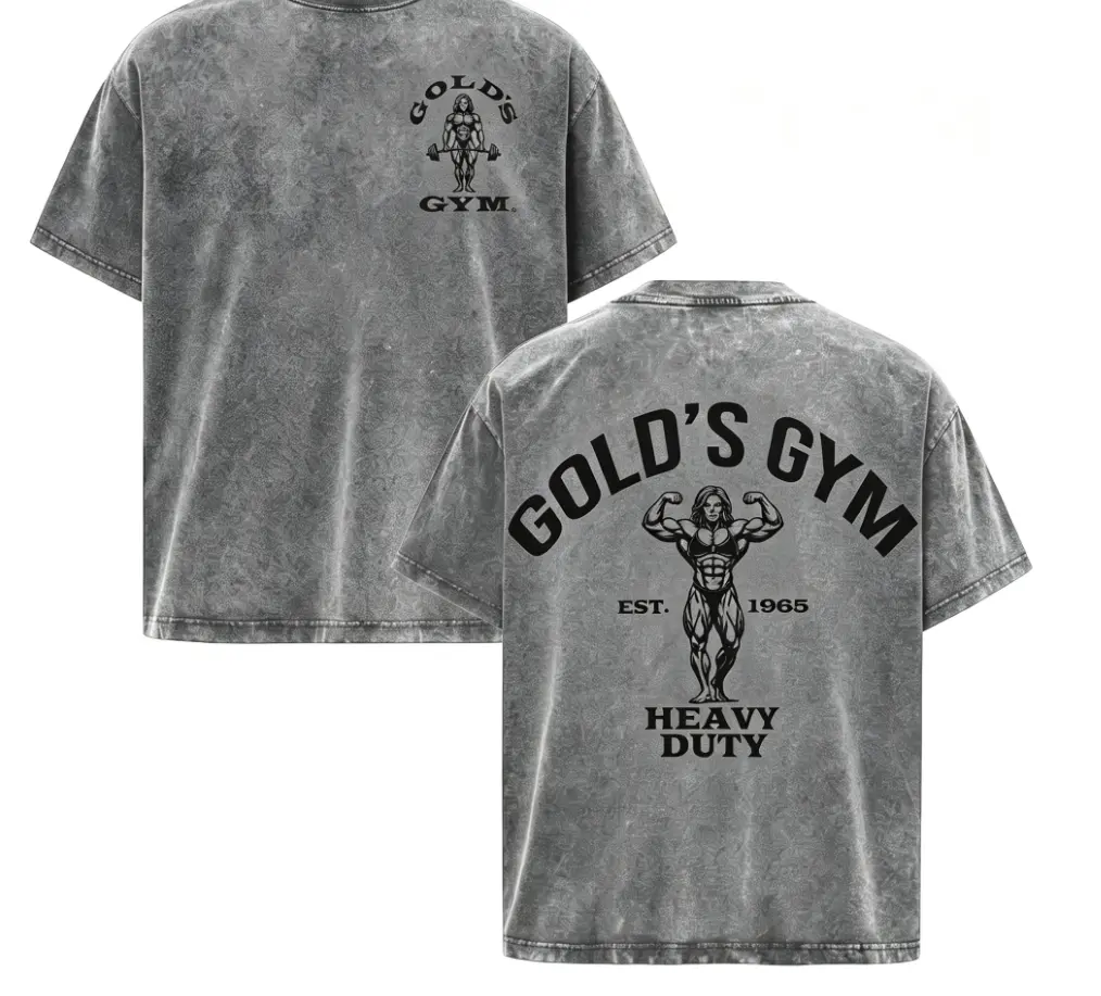 women's Heavy Duty Gold's Gym Oversize Washed Crewneck T Shirt - Premium Mens Clothing, Workout Tops, Gym Apparel, Ideal Training Top, Casual Streetwear Shirt seamless collar breathable short round neck casual t-shirt loose fit crewneck new york t-shirt