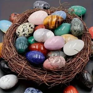 5/10/20PCS Natural Crystal Eggs Shape Stones Set - Polished Gemstone Eggs for Jewelry Ornaments- Perfect Easter Decorations (Assorted)