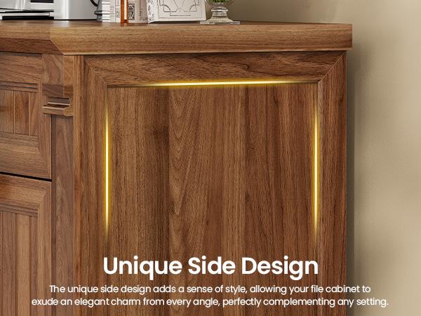 SEDETA 4 Drawers File Cabinet, 33" Farmhouse Filing Cabinets for Home Office fit Legal/Letter/A4 File, Wood Office File Cabinet with Power Outlets, Printer Stand with Storage