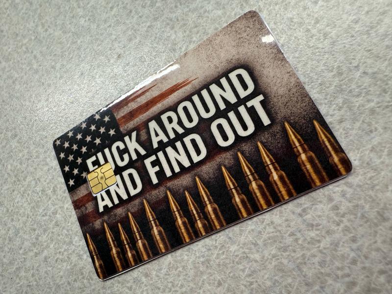 FAFO Patriotic Bullet Card Skin Credit Debit Card Skin - Fuck Around and Find Out Design - Waterproof Anime Artwork - Personalized Anime Sticker for Credit Cards - Limited Edition - Easy Application - Secure Fit - Versatile Compatibility - Perfect Gift