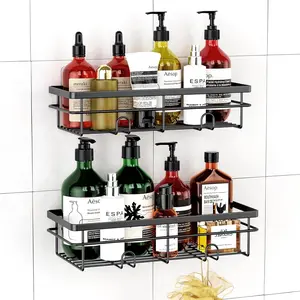 Shower caddy organizer rustproof bathroom shelves rack for home decor storage adhesive wall shampoo holders for inside bath tub organization