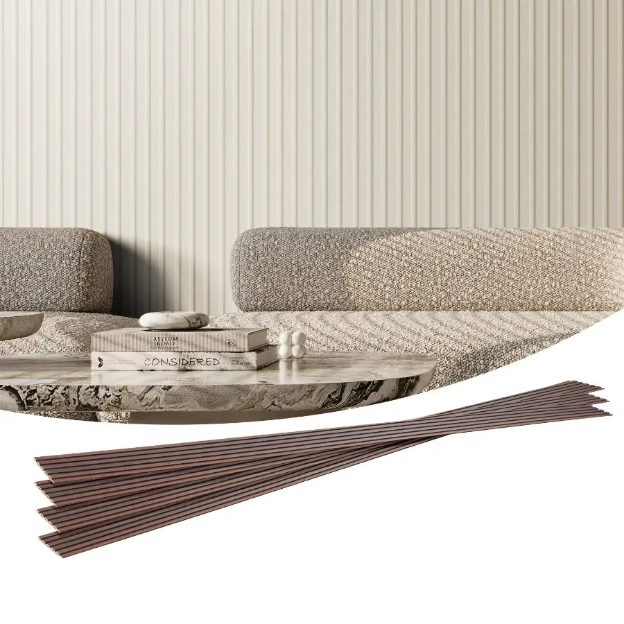 【Summerfinds】  Matte White Wood Slat Acoustic Wall Board Panels, 8 PCS 96x6 Inch Easy-Installation Hand Tool Accessory for Modern Living Room Decor, Wall Board Panel