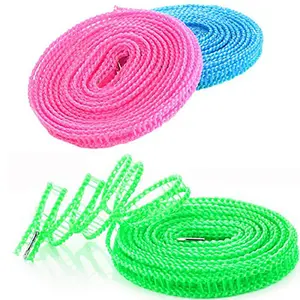 3 Pack Portable Clothesline, Adjustable Windproof Laundry Drying Line with Hooks, 16.4FT (5M) Indoor Outdoor Clothes Line for Travel, Camping, RV, Hotel & Home, Suitable for Drying Both Dry and Wet Clothes