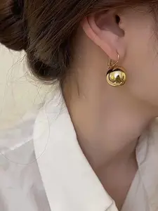 Women's Copper Plated 18k Round Bead Earrings, Elegant Ear Cuffs for Women, Fashion Jewelry Accessories