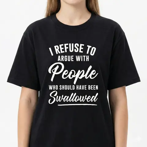 Women's Soft Cotton Round Neck Short-Sleeve Graphic H-Type T-Shirt - Oversized Fit, Hip Hop Harajuku Edge, Funny Sarcastic "I Refuse to Argue" Quote Print, Sassy Casual Spring Summer Gift Top