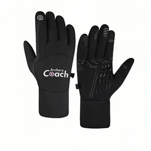 1 pair with Vintage Archery Coach Denim Look winter gloves mountaineering gloves Touch Screen Warm Hiking full finger gloves for men women Fashion Christmas gifts Comfortable