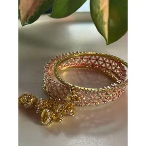 Austrian Stone Bangles Set With Jhumka