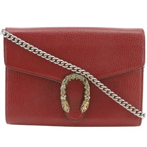 Pre-owned GUCCI Calfskin Small Leather Goods Dionysus Calf Chain Wallet
