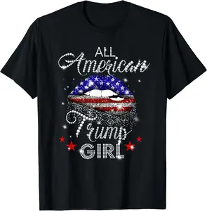 All American Trump Girl T-Shirt, Short Sleeve Tee, Full Size, Gift Tee