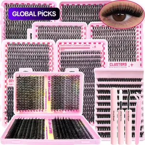 800/740/200pcs Eyelash Extension Kit, Fluffy Lash Extension Set with Lash Bond & Seal, Lash Tweezers and Thick Lash Clusters, Wispy Individual D-Curl Lashes with Eyelash Glue & Tweezers, Eyelash Tools, Cosmetic (30D/40D/50D/60D/80D/100D Mixed, 9-16mm)