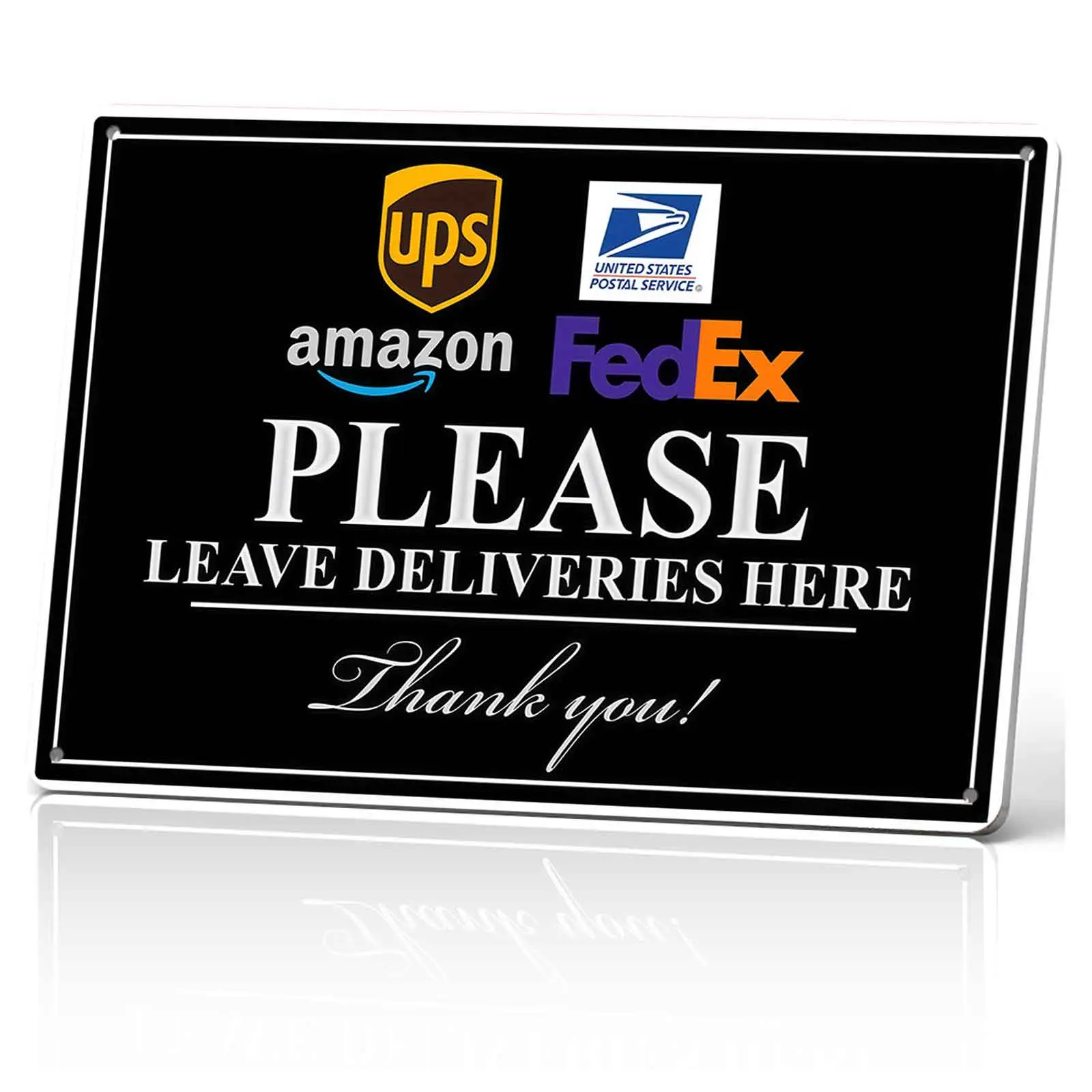 12x8 in Lead-Free Aluminium Metal Sign - "Please Leave Deliveries Here" for Shipping Carriers - Home Decor Items, Porch Drop Zone Organization - Homeowner Gift