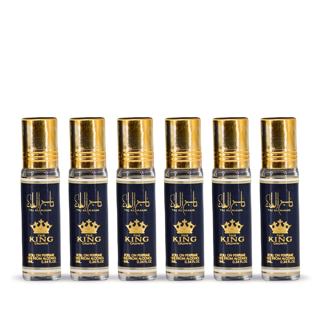 6PCS Taj AL Malik Roll-On Perfume Oil - CPO 10ML (0.34 OZ) By Ard Al Zaafaran | Long Lasting, Miniature Perfume Oil For Men & Women. (Pack Of 6)