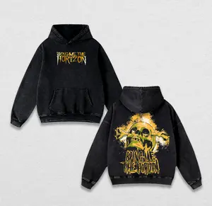 Bring Me The Horizon Vintage Band Shirt – Skull Graphic Acid Wash Heavy Cotton Oversized Unisex Metalcore Rock Streetwear Tee