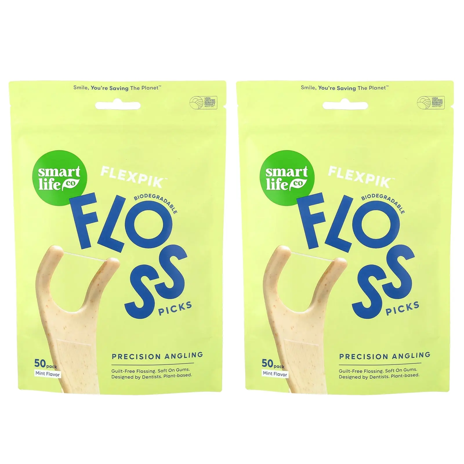 SmartLifeCo Flexpik™ Floss Picks, Mint, 100 Pack SmartLifeCo Flexpik™ Floss Picks, Mint, 100 Pack