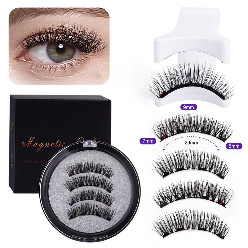 Magnetic False Eyelashes Set, Reusable Waterproof Natural Look, Invisible Adhesive, Easy Applicator Included, 2 Pairs, Black, Soft Magnetic Eyelashes