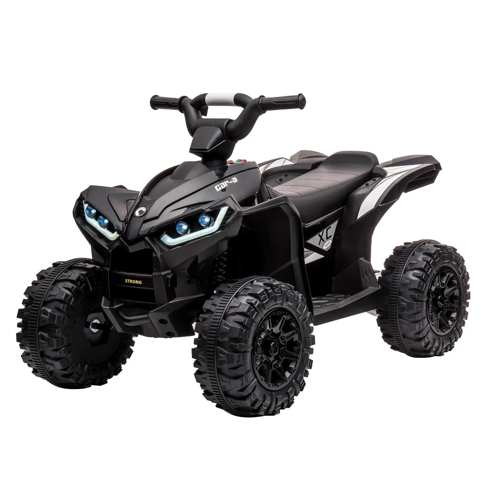 12V Kids Off-Road 4-Wheeler Electric Ride-On Toy - Battery-Powered ATV with Remote Control, Treaded Tires, LED Lights, Music, USB, Ride on Wheels, Durable Construction for Ages 3-8, Black, Four Wheeler