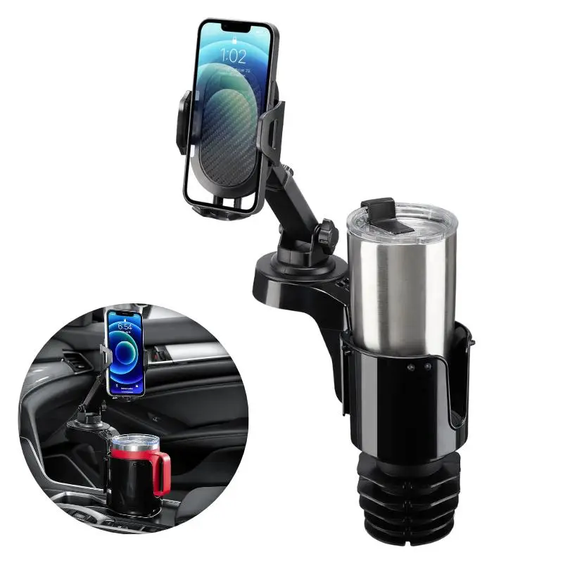 【TikTokShopBackToSchool】JOYTUTUS 2026 Car Cup Holder with 360° Rotation & Adjustable Arm for iPhone & Samsung Smartphones Up to 7" Sturdy Rubber Pad Base for Bottles 18-40 oz Compact Design Car Phone Stand Cell Phone Mount