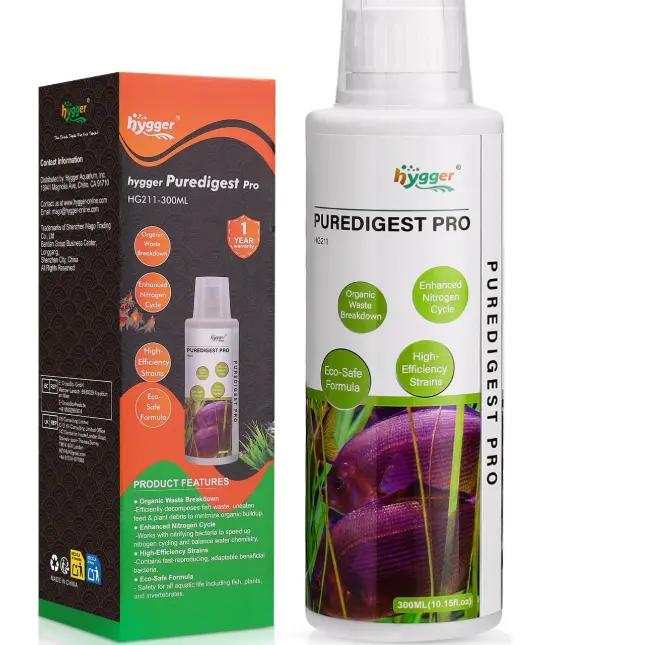 hygger Aquarium Water Bio-Clarifier, Reducing Fish Waste and Cleaning Organic Sludge, Natural Fish Tank Aquarium Leave-in Waste Management Solution for Freshwater and Saltwater Tanks