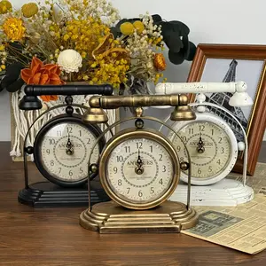 1 vintage clock, vintage seated phone, clock, seated phone, clock, silent clock, Creative Decorative Clock, living room decorations, office crafts, decorations, Home Decor