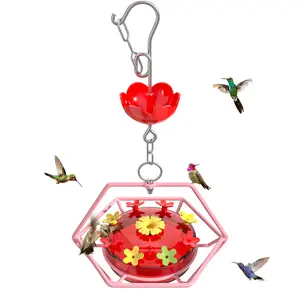 Hummingbird Feeder, and Built-in Ant Moat, Hummingbird Feeders for Outdoors Hanging Ant and Bee Proof, Outdoor Decorative Hummingbird Feeder Ideal(Red/12 OZ)